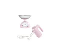 Salter Retro Hand Mixer & Scale - XL Beaters & Dough Hook, 2L Scale Bowl Pink