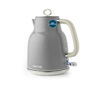 Salter Retro Kettle 1.7 L, 3 kW Rapid Boil, Cordless, Grey | 360 Degree Cordless Base, Water Level Window, Removable Limescale Filter, Auto Shut Off, Boil Dry Protection