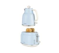 Salter Retro Kettle & 2-Slice Toaster Set - Wide Slots, 3KW Rapid Boil, 6 Browning Levels, 360° Base, Removable Limescale Filter, Defrost, Reheat & Cancel, High-Lift Eject, Removable Crumb Tray, Blue