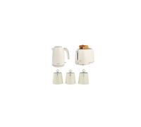 Salter Retro Kettle, Toaster & Canister Set 1.7L Fast Boil 2 Slice 3kW Cream
