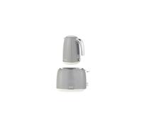 Salter Retro Kettle & Toaster Set - 1.7L, 2-Slice, Wide Slot, Plastic, Grey