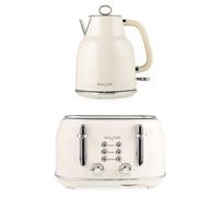 Salter Retro Kettle & Toaster Set ? 1.7L Fast Boil Kettle with Removable Limescale Filter, 4-Slice Wide Slot Toaster, Thick Bread, High Lift Eject,