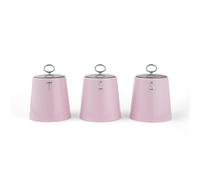 Salter Retro Pink 3-Piece Canister Set- Tea, Coffee & Sugar Canisters, Dry Food Storage Containers, Durable Steel, Stylish Embosse