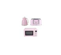 Salter Retro Pink Kettle Toaster Microwave Set 1.7L Kettle 4Slice Toaster