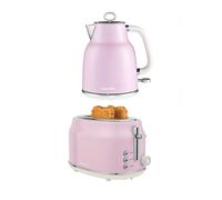 Salter Retro Pink Kettle & Toaster Set 1.7L Rapid Boil 2 Slice Wide Slot 3KW
