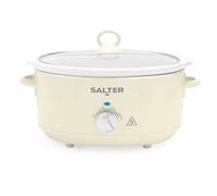 Salter Retro Slow Cooker 6.5L, Cream | 3 Heat Settings Plus Keep Warm, Removable Dishwasher Safe Ceramic Pot, Tempered Glass Lid, Cool Touch Handles, 200W