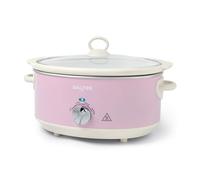 Salter Retro 6.5L Slow Cooker 3 Heat Settings/Keep Warm for Family Cooking Pink