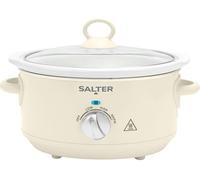 Salter Retro 3.5L Slow Cooker - 3 Heat Settings & Keep Warm, Dishwasher Safe Ceramic Pot, Tempered Glass Lid, Cool Touch Handles, Family Cooking, Stews, Casseroles, Curries, Cream, 200W, EK6249CRM