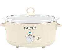 Salter Retro 6.5L Slow Cooker - 3 Heat Settings & Keep Warm, Dishwasher Safe Ceramic Pot, Tempered Glass Lid, Cool Touch Handles, Family Cooking, Stews, Casseroles, Curries, Cream, 200W, EK6250CRM