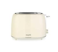 Salter Retro Toaster, 2 Slice Wide Slots, Cream | 7 Browning Levels, Defrost/Reheat/Cancel Functions, High Lift Eject, Self Centring, Removable Crumb Tray, 815W