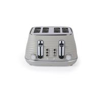 Salter Ripple 4-Slice Toaster - Defrost, Reheat, Cancel, Wide Toasting Slots, Bagels/Crumpets, 6 Browning Levels, Removable Crumb Tray, High-Lift, Self-Centring, Textured Ripple Design, Taupe, 1630W