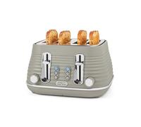 Salter Ripple 4-Slice Toaster - Defrost, Reheat, Cancel, Wide Toasting Slots, Bagels/Crumpets, 6 Browning Levels, Removable Crumb Tray, High-Lift, Self-Centring, Textured Ripple Design, Taupe, 1630W