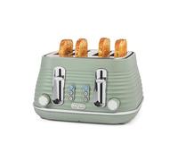 Salter Ripple 4-Slice Toaster - Defrost, Reheat, Cancel, Wide Toasting Slots, Bagels/Crumpets, 6 Browning Levels, Removable Crumb Tray, High-Lift, Self-Centring, Textured Ripple Design, 1630W, Sage