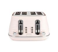 Salter Ripple 4-Slice Toaster - Defrost, Reheat, Cancel, Wide Toasting Slots, Bagels/Crumpets, 6 Browning Levels, Removable Crumb Tray, High-Lift, Self-Centring, Textured Ripple Design, Pink, 1630W