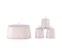 Salter Ripple Countertop Canister Set, 4 Piece, Pink, 1 L | Carbon Steel Bodies, Matte Powder Coated Finish, Airtight Carbon Steel Lids, Stainless Steel Logo Plate Detail