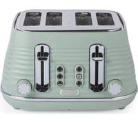 Salter Ripple 4-Slice Toaster - Wide Slots, 6 Levels, 1630W, Sage Ripple Design