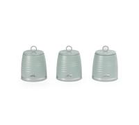 Salter Ripple Kitchen Canisters Set, 3 Piece, 1L, Sage Green | Carbon Steel Construction, Matte Powder-Coated Finish, Airtight Lids, For Tea Coffee Sugar, Countertop Storage Set