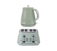 Salter Ripple Sage Toaster & Kettle Set - 4-Slice 1630W Toaster