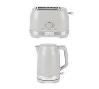 Salter Rise Kettle & 2-Slice Toaster Set - 1.7L 3000W Rapid Boil Kettle & 800W Toaster with 7 Browning Levels, Defrost, Reheat & Cancel Functions, Matte Taupe Finish