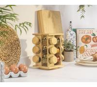 Salter Rotating Spice Rack - 12 Glass Jars, Bamboo Base, Labels, Compact Design