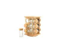 Salter Rotating Spice Rack - 12 Glass Jars, Bamboo Base, Labels, Compact Design