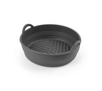 Salter Round Air Fryer Basket Liner - Collapsible Silicone, Set of 2, Ribbed Base for Air Circulation, Dishwasher Safe, Non Stick Airfryer Inserts, Handles to Lift, BPA Free, 21.5 x 6 cm