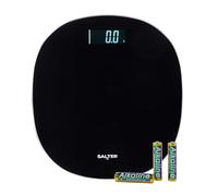 Salter Round Bathroom Scale - Electronic Body Weight Composition, 180kg Capacity, Digital LCD Display, Step-On, Instant Readings, Rounded Shape, Black Glass Platform, 0.1kg Precision