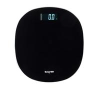 Salter Round Bathroom Scale - Electronic Body Weight Composition, 180kg Capacity, Digital LCD Display, Step-On, Instant Readings, Rounded Shape, Black Glass Platform, 0.1kg Precision