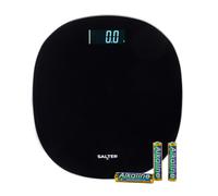 Salter Round Bathroom Scale - Electronic Body Weight Composition, 180kg Capacity, Digital LCD Display, Step-On, Instant Readings, Rounded Shape, Black Glass Platform, 0.1kg Precision