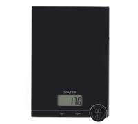 Salter Round Digital Kitchen Scale 5 Kg, 1 G Precision | Add & Weigh Tare Function, Liquid Measuring Mode, Large LCD Display, 2-Button Controls, Slim Black Platform