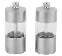Salter BW11840EU7 Salt and Pepper Grinder Mini Seasoning, Peppercorn Kitchen Mill Set, Adjustable Ceramic Mechanism Coarse to Fine, Acrylic Window, Manual Twist to Grind, Compact, Silver