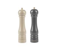 Salter Salt and Pepper Mills - Set of 2 Grinders, 23 cm Tall, Adjustable Grinding Fine to Coarse, Ceramic Mechanism, Suitable for Rock Salt/Peppercorns, Seasoning, Extra Cap Included, Beige/Charcoal