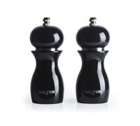 Salter Salt Pepper Grinders Mechanical Adjustable Easy Use & Clean Black Gloss