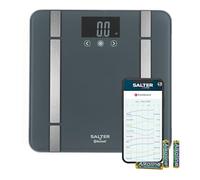 Salter SA00432GFEU6 Bathroom Smart Scale - Bluetooth Digital Scale, 200kg, Measure Weight, Body Fat/Water, Muscle/Bone Mass, BMI/BMR, 8 User Memory, Connect to Phone with Free Salter Health App, Grey
