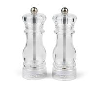 Salter Signature Salt & Pepper Mill Set - Adjustable Ceramic Grinding Mechanism, Clear Acrylic Body, Manual Twist Grinder, Fine to Coarse Adjustable Grind, 5 Year Guarantee