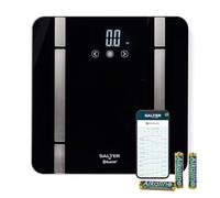 Salter Smart Bathroom Scale, Bluetooth, 200 Kg Capacity, Black | 17 Body Metrics Tracking, Salter Health App Sync, 8 User Memory, Athlete And Child Modes, Backlit Display