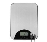 Salter Stainless Steel USB Kitchen Scale, 5kg/11lb, LCD Display, Slim, Silver
