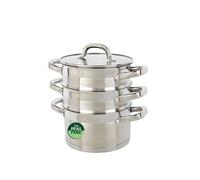 Salter Timeless Steamer 3 Tier 18 Cm Stainless Steel Stackable Pots