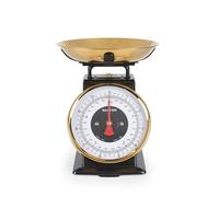 Salter Timeless Kitchen Scale - Mechanical Baking Scale, 5kg/11lbs, 1 Litre Stainless Steel Bowl, 20g/1lbs Increments, Easy Read Large Dial Digits, 25cm Height. No Batteries Needed, Black/Gold