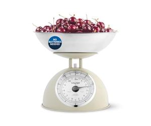 Salter Timeless Mechanical Kitchen Scale - Cooking Scale, 2L Dishwasher Safe Bowl, Easy-Read Dials, Large Digits, No Batteries, Retro Design, 5kg Capacity, Weigh Ingredients, Classic Look, Cream