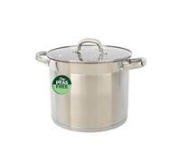 Salter Timeless 24cm Stockpot - Non-Stick Stainless Steel Cooking Pan, 9L, Includes Tempered Glass Lid & Steam Vent, Easy Carry Handles, Dishwasher Safe, Suitable for All Hobs Including Induction