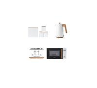 Salter Toronto 1.7L Kettle, 4-Slice Toaster, 20L Microwave & Canister Set White