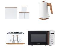 Salter Toronto 1.7L Kettle, 4-Slice Toaster, 20L Microwave & Canister Set White