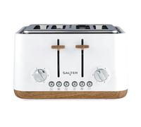 Salter Toronto 4 Slice Toaster White Wide Slots Defrost Reheat Cancel Browning