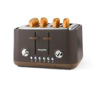Salter Toronto 4-Slice Toaster, Wide Slots, 6 Browning Levels, Brown | Defrost/Reheat/Cancel Functions, Self-Centring Slots, High-Lift Lever, Removable Crumb Tray, 1630W, Matte Finish