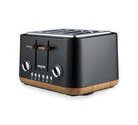 Salter Toronto 4-Slice Toaster With Wide Slots, 6 Browning Levels | Defrost, reheat, cancel buttons, dual controls, high-lift eject, self-centring, removable crumb tray, 1630W, matt black