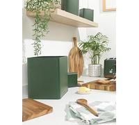 Salter Toronto Green Bread Bin - FSC®-Certified Acacia Wooden Lid, Powder Coated Finish, Easy Clean, Store Loaves, Bagels, Pastries, Large Bread Bin Storage Container, Holds 2 Loaves, 28 x 20.5 x 25cm