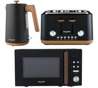 SALTER Toronto Combo-9195 4-slice Toaster, Jug Kettle & Solo Microwave Bundle - Black