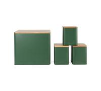 Salter Toronto Countertop Set, 4 Piece Bread Bin and Canisters, Green | Powder-Coated Matt Finish, Acacia Wooden Lids, Square And Rectangular Design, Wipe-Clean Surface, Tea Coffee Sugar Storage