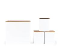 Salter Toronto Countertop Set, 4-Piece Bread Bin And Tea Coffee Sugar | Powder-Coated Matt White Finish, Acacia Wood Lids, Square And Rectangular Shape, Wipe Clean, Dry Goods Storage
